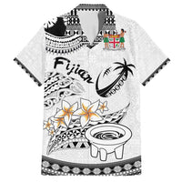 Fijian Traditional Culture Family Matching Off Shoulder Short Dress and Hawaiian Shirt Tapa Tribal Tattoos LT03 Dad's Shirt - Short Sleeve White - Polynesian Pride