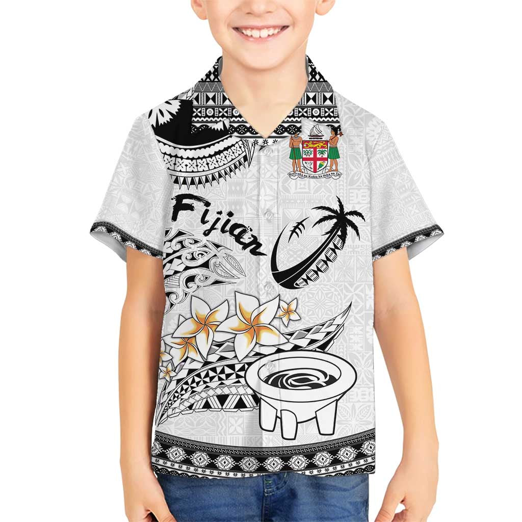 Fijian Traditional Culture Family Matching Off Shoulder Short Dress and Hawaiian Shirt Tapa Tribal Tattoos LT03 Son's Shirt White - Polynesian Pride