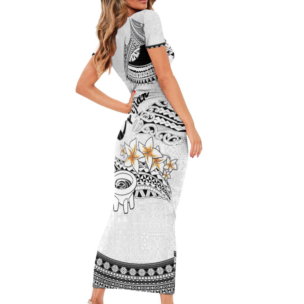 Fijian Traditional Culture Family Matching Short Sleeve Bodycon Dress and Hawaiian Shirt Tapa Tribal Tattoos LT03 - Polynesian Pride