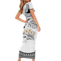 Fijian Traditional Culture Family Matching Short Sleeve Bodycon Dress and Hawaiian Shirt Tapa Tribal Tattoos LT03 - Polynesian Pride