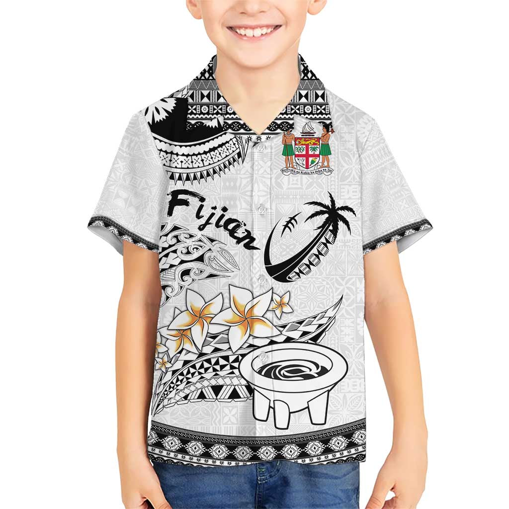 Fijian Traditional Culture Family Matching Short Sleeve Bodycon Dress and Hawaiian Shirt Tapa Tribal Tattoos LT03 Son's Shirt White - Polynesian Pride