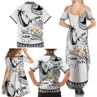 Fijian Traditional Culture Family Matching Summer Maxi Dress and Hawaiian Shirt Tapa Tribal Tattoos LT03 - Polynesian Pride
