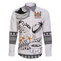 Fijian Traditional Culture Family Matching Tank Maxi Dress and Hawaiian Shirt Tapa Tribal Tattoos LT03 Dad's Shirt - Long Sleeve White - Polynesian Pride