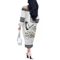 Fijian Traditional Culture Off The Shoulder Long Sleeve Dress Tapa Tribal Tattoos - Polynesian Pride