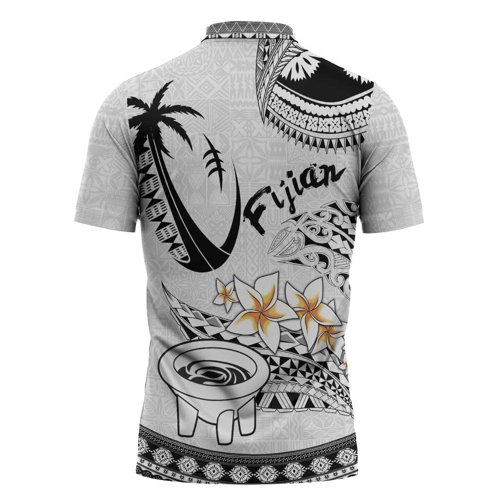 Fijian Traditional Culture Zipper Polo Shirt Tapa Tribal Tattoos - Polynesian Pride