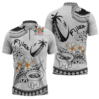 Fijian Traditional Culture Zipper Polo Shirt Tapa Tribal Tattoos - Polynesian Pride