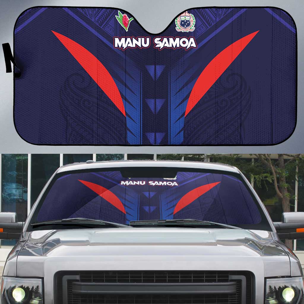 Rugby Samoa Auto Sun Shade Siva Tau Spirit Sporty Vibes LT03 Navy - Polynesian Pride