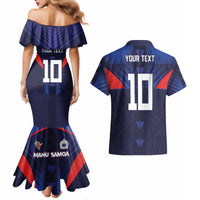Custom Rugby Samoa Couples Matching Mermaid Dress and Hawaiian Shirt Siva Tau Spirit Sporty Vibes LT03 - Polynesian Pride