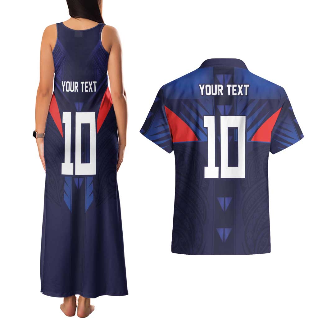 Custom Rugby Samoa Couples Matching Tank Maxi Dress and Hawaiian Shirt Siva Tau Spirit Sporty Vibes LT03 - Polynesian Pride