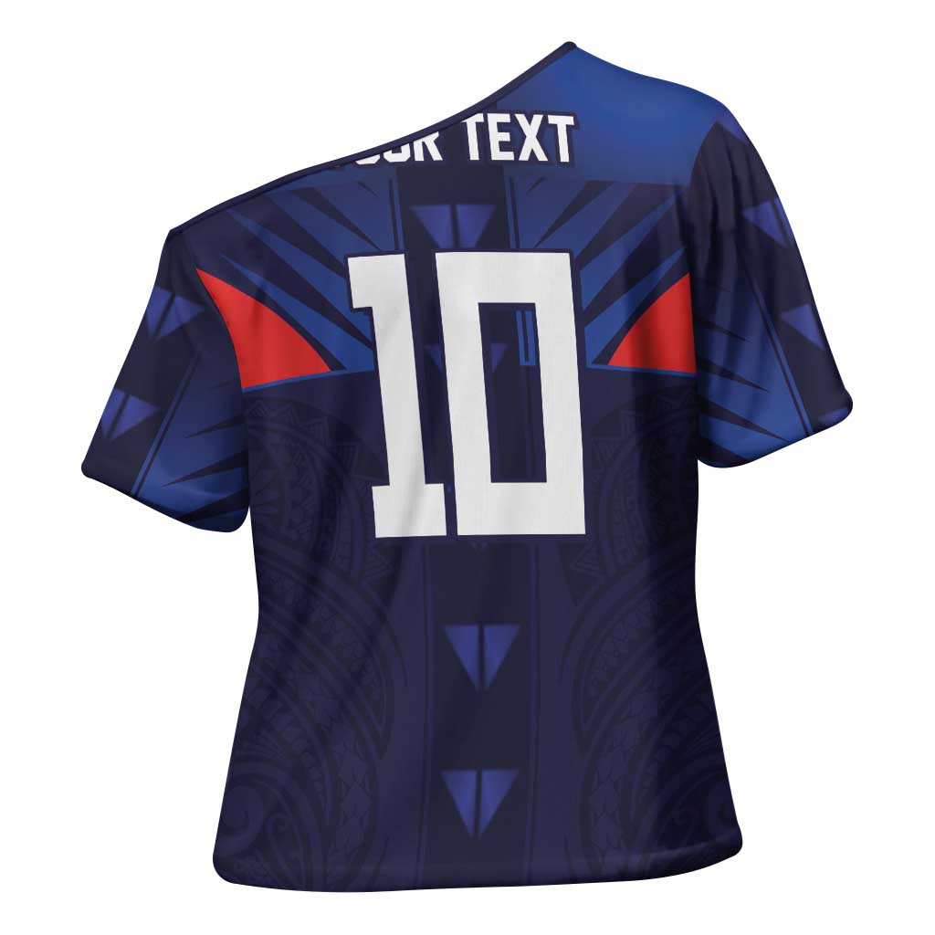 Custom Rugby Samoa Cross Shoulder Shirt Siva Tau Spirit Sporty Vibes - Polynesian Pride