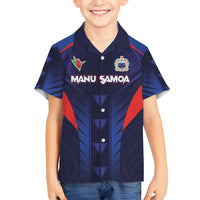 Custom Rugby Samoa Family Matching Summer Maxi Dress and Hawaiian Shirt Siva Tau Spirit Sporty Vibes LT03 Son's Shirt Navy - Polynesian Pride