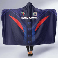 Rugby Samoa Hooded Blanket Siva Tau Spirit Sporty Vibes LT03 One Size Navy - Polynesian Pride