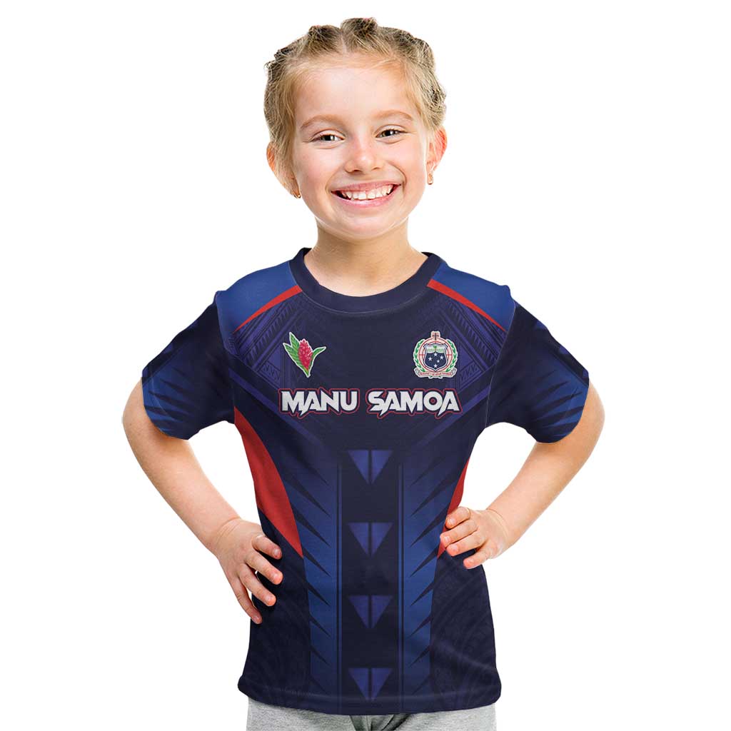 Custom Rugby Samoa Kid T Shirt Siva Tau Spirit Sporty Vibes - Polynesian Pride