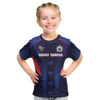 Custom Rugby Samoa Kid T Shirt Siva Tau Spirit Sporty Vibes - Polynesian Pride