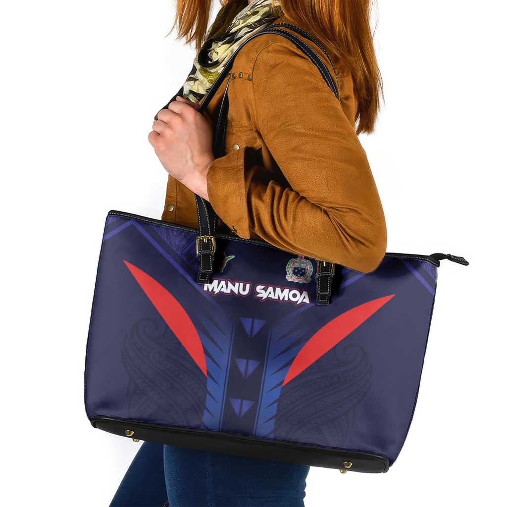 Rugby Samoa Leather Tote Bag Siva Tau Spirit Sporty Vibes - Polynesian Pride
