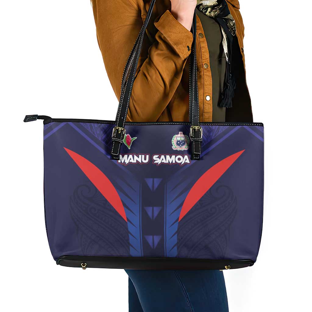 Rugby Samoa Leather Tote Bag Siva Tau Spirit Sporty Vibes - Polynesian Pride
