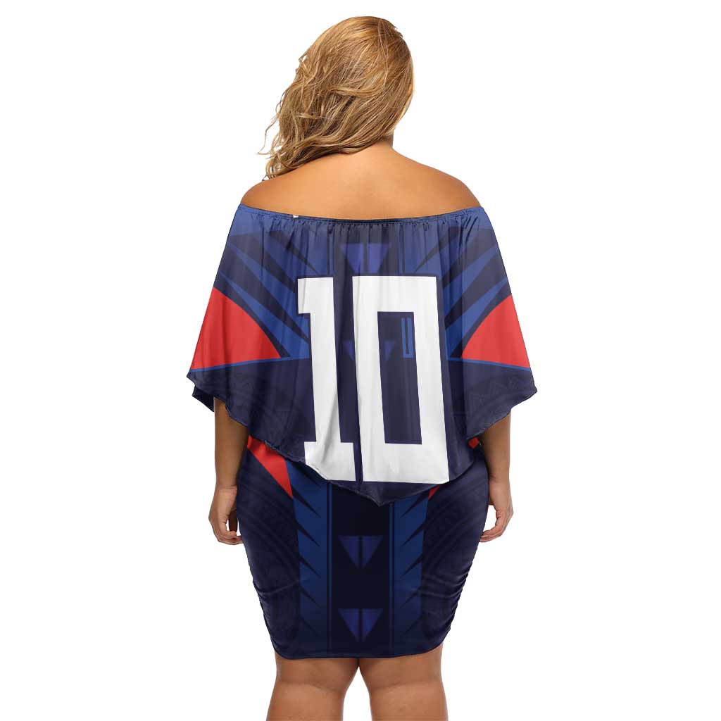 Custom Rugby Samoa Off Shoulder Short Dress Siva Tau Spirit Sporty Vibes - Polynesian Pride