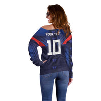 Custom Rugby Samoa Off Shoulder Sweater Siva Tau Spirit Sporty Vibes LT03 - Polynesian Pride