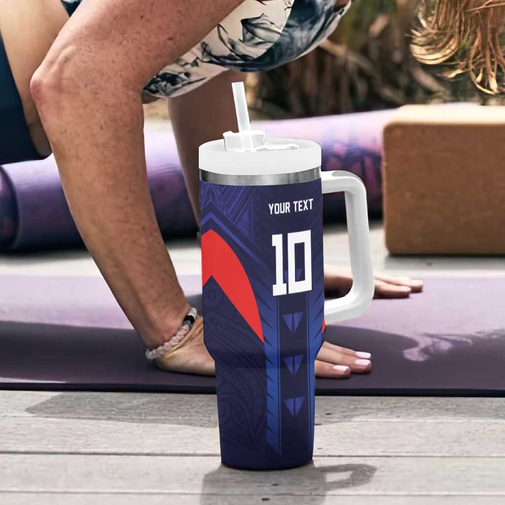 Custom Rugby Samoa Tumbler With Handle Siva Tau Spirit Sporty Vibes - Polynesian Pride