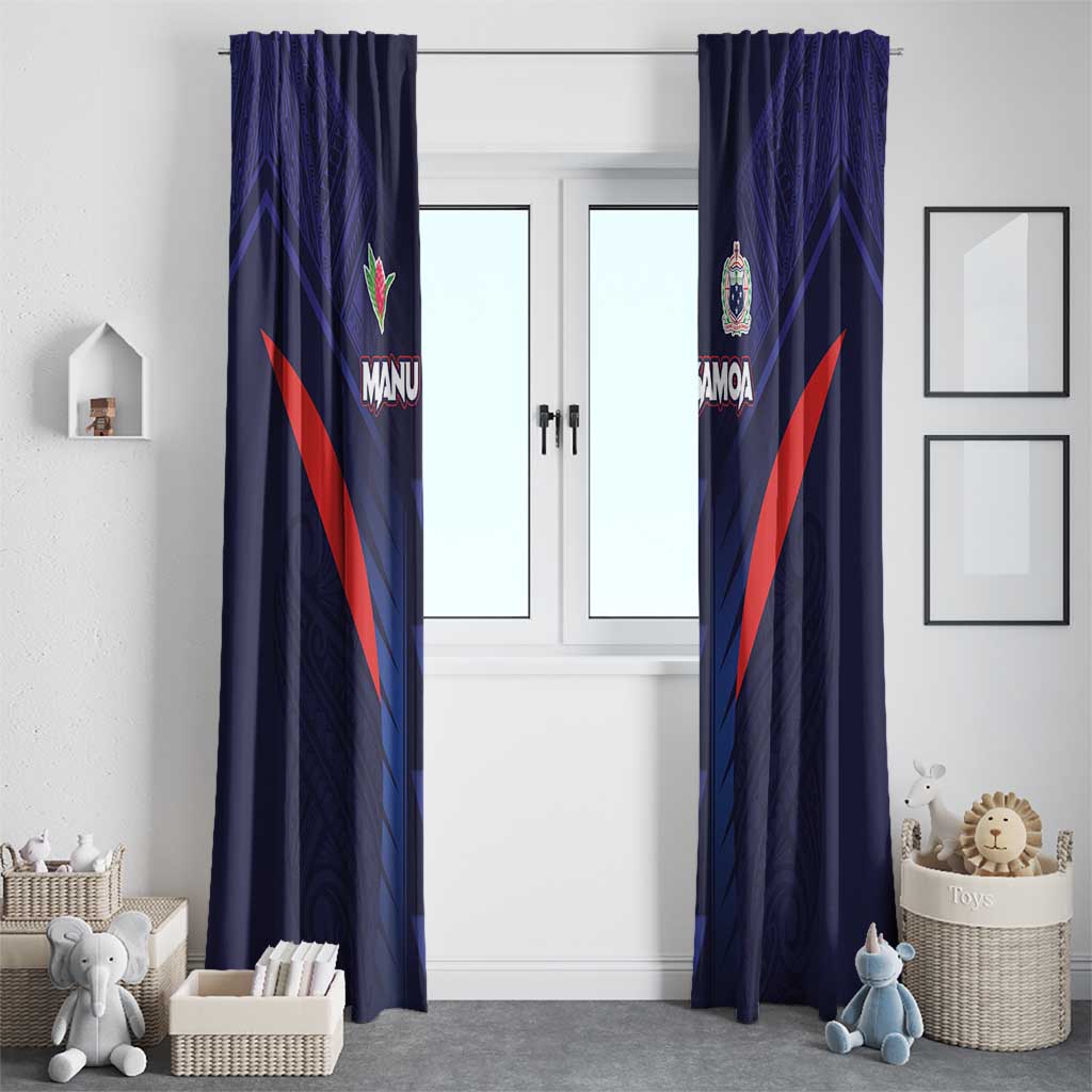 Rugby Samoa Window Curtain Siva Tau Spirit Sporty Vibes - Polynesian Pride