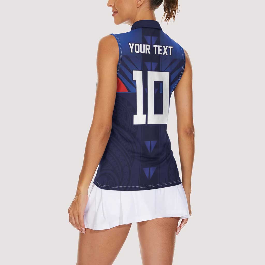 Custom Rugby Samoa Women Sleeveless Polo Shirt Siva Tau Spirit Sporty Vibes - Polynesian Pride