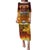 Custom PNG Port Moresby Vipers Rugby Puletasi Fire Vipers Mix PNG Bird Polynesian Tattoo LT03 Long Dress Yellow - Polynesian Pride