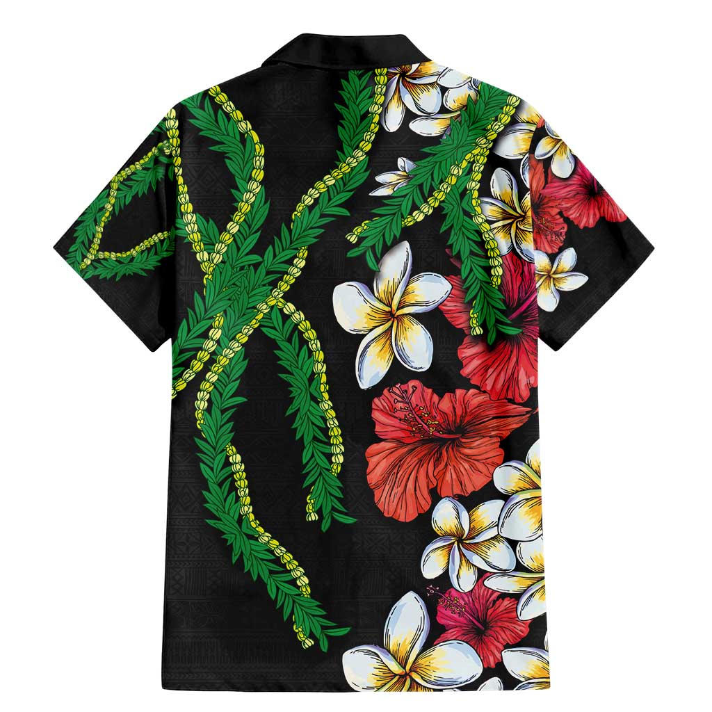 Hawaiian Tropical Flowers and Maile Pikake Family Matching Mermaid Dress and Hawaiian Shirt Polynesian Tribal Pattern Black Color LT03 - Polynesian Pride