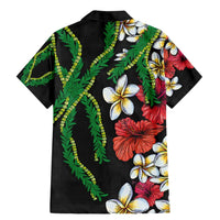 Hawaiian Tropical Flowers and Maile Pikake Family Matching Mermaid Dress and Hawaiian Shirt Polynesian Tribal Pattern Black Color LT03 - Polynesian Pride