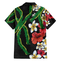 Hawaiian Tropical Flowers and Maile Pikake Family Matching Tank Maxi Dress and Hawaiian Shirt Polynesian Tribal Pattern Black Color LT03 - Polynesian Pride