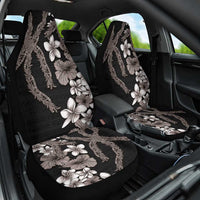 Hawaiian Tropical Flowers and Maile Pikake Car Seat Cover Polynesian Tribal Pattern Grayscale Mode LT03 One Size Black - Polynesian Pride