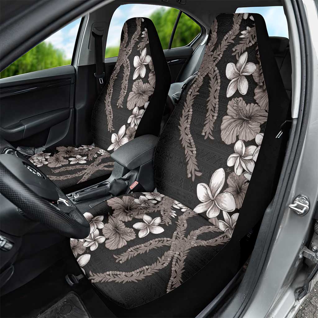 Hawaiian Tropical Flowers and Maile Pikake Car Seat Cover Polynesian Tribal Pattern Grayscale Mode LT03 - Polynesian Pride