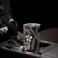 Hawaiian Tropical Flowers and Maile Pikake Tumbler Cup Polynesian Tribal Pattern Grayscale Mode LT03 - Polynesian Pride