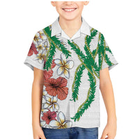 Hawaiian Tropical Flowers and Maile Pikake Family Matching Mermaid Dress and Hawaiian Shirt Polynesian Tribal Pattern White Color LT03 Son's Shirt White - Polynesian Pride