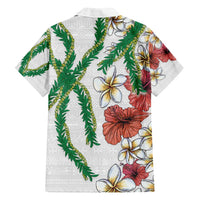 Hawaiian Tropical Flowers and Maile Pikake Family Matching Off Shoulder Maxi Dress and Hawaiian Shirt Polynesian Tribal Pattern White Color LT03 - Polynesian Pride