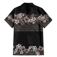 Hawaiian Tropical Flowers and Tribal Polynesian Tattoo Family Matching Mermaid Dress and Hawaiian Shirt Grayscale Mode LT03 - Polynesian Pride