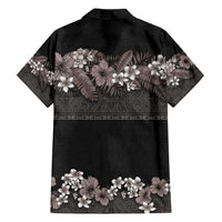 Hawaiian Tropical Flowers and Tribal Polynesian Tattoo Family Matching Tank Maxi Dress and Hawaiian Shirt Grayscale Mode LT03 - Polynesian Pride