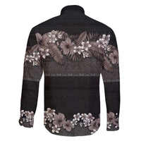 Hawaiian Tropical Flowers and Tribal Polynesian Tattoo Family Matching Tank Maxi Dress and Hawaiian Shirt Grayscale Mode LT03 - Polynesian Pride