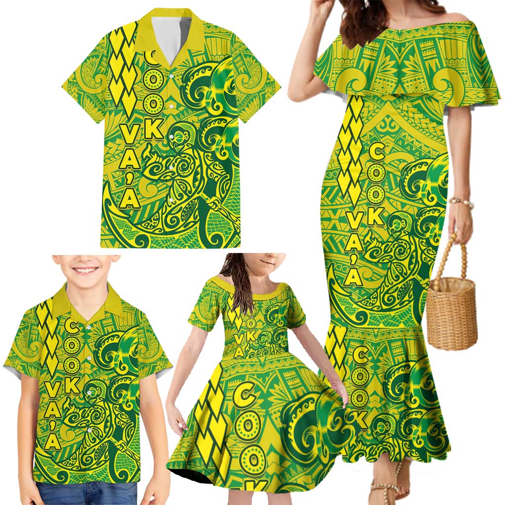 Cook Islands Va'a Polynesian Art Tattoo Family Matching Mermaid Dress and Hawaiian Shirt National Color LT03 - Polynesian Pride