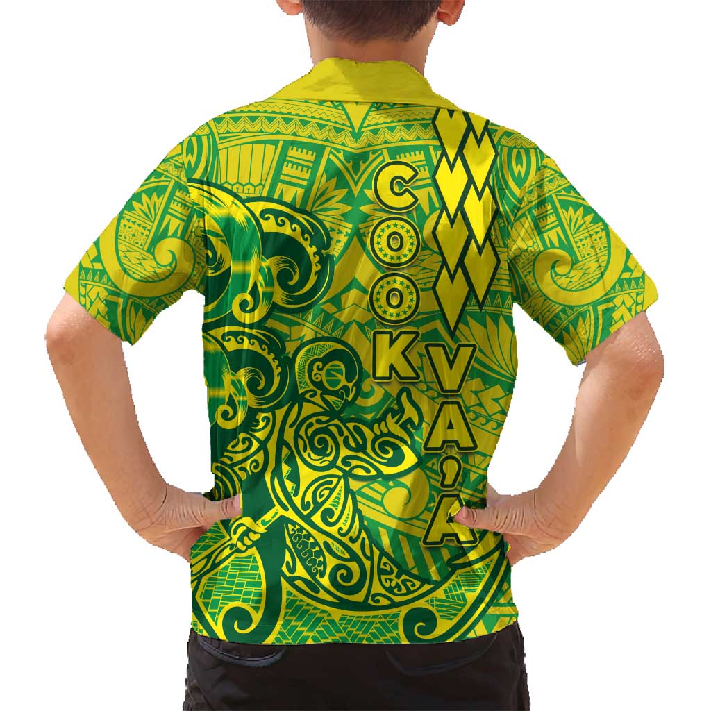 Cook Islands Va'a Polynesian Art Tattoo Family Matching Off Shoulder Maxi Dress and Hawaiian Shirt National Color LT03 - Polynesian Pride