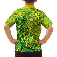 Cook Islands Va'a Polynesian Art Tattoo Family Matching Off Shoulder Maxi Dress and Hawaiian Shirt National Color LT03 - Polynesian Pride