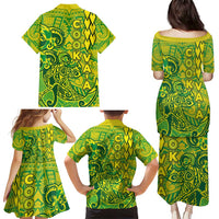 Cook Islands Va'a Polynesian Art Tattoo Family Matching Puletasi and Hawaiian Shirt National Color LT03 - Polynesian Pride