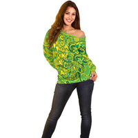 Cook Islands Vaa Polynesian Art Tattoo Off Shoulder Sweater National Color