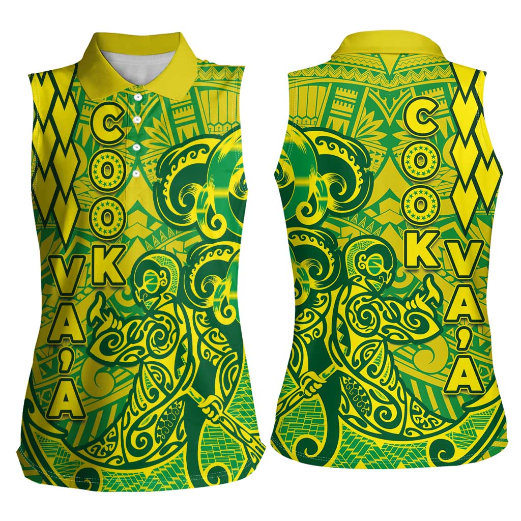 Cook Islands Vaa Polynesian Art Tattoo Women Sleeveless Polo Shirt National Color