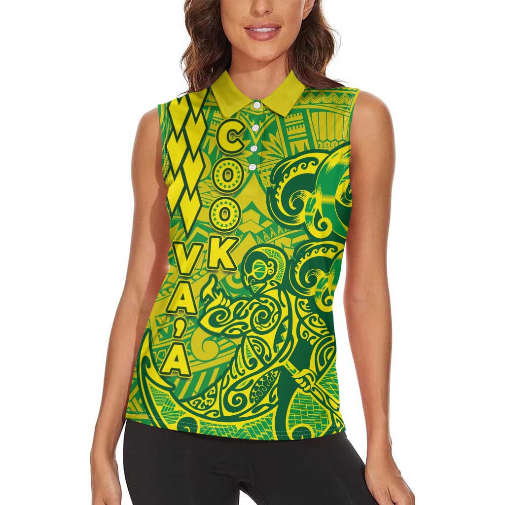 Cook Islands Vaa Polynesian Art Tattoo Women Sleeveless Polo Shirt National Color