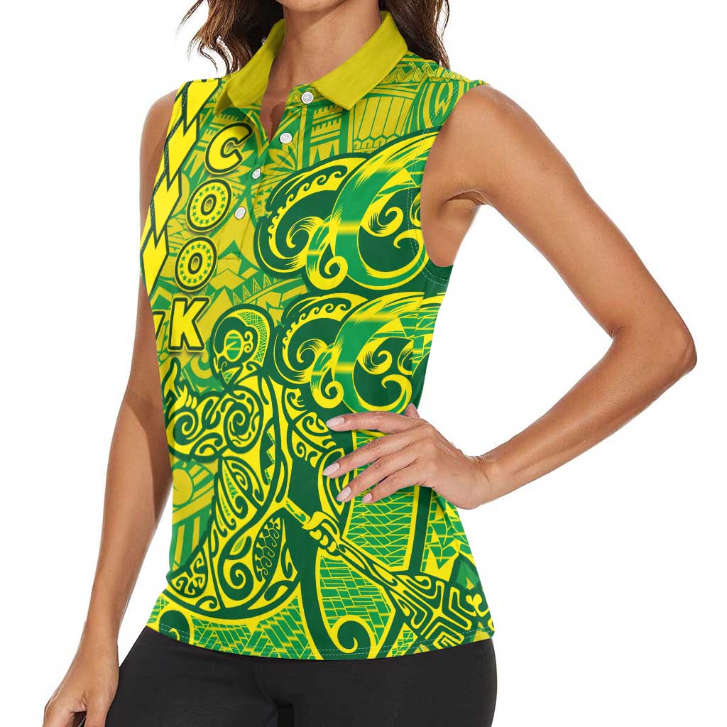 Cook Islands Vaa Polynesian Art Tattoo Women Sleeveless Polo Shirt National Color