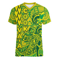 Cook Islands Vaa Polynesian Art Tattoo Women V-Neck T-Shirt National Color