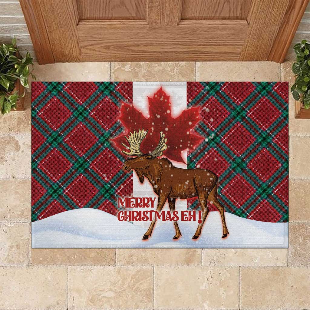 Canadian Christmas - Moose and Maple Retro Style Rubber Doormat LT03 Red - Polynesian Pride