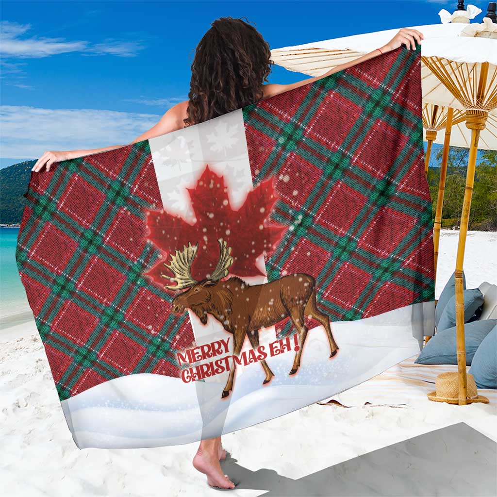 Canadian Christmas - Moose and Maple Retro Style Sarong LT03 One Size 44 x 66 inches Red - Polynesian Pride
