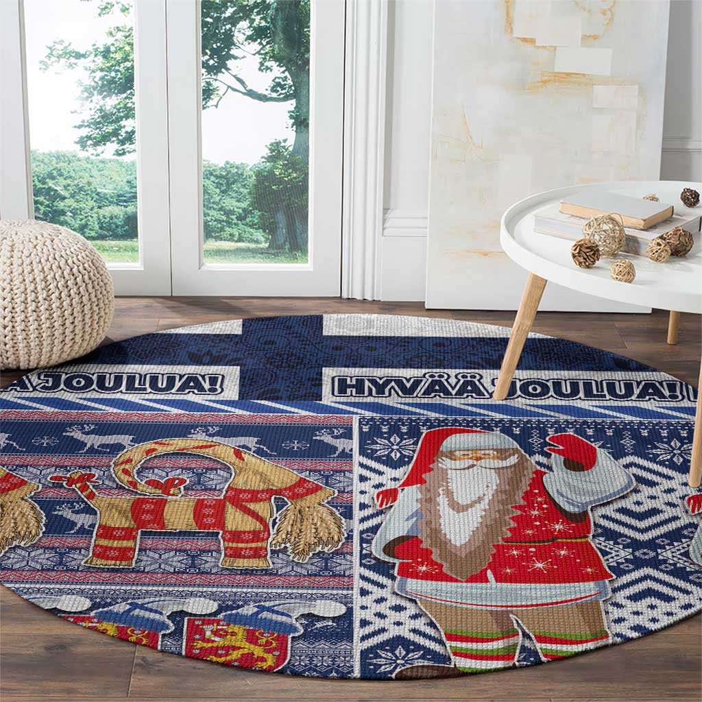Yule Goat Joulupukki Finnish Christmas Round Carpet Scandinavian Pattern LT03 - Polynesian Pride