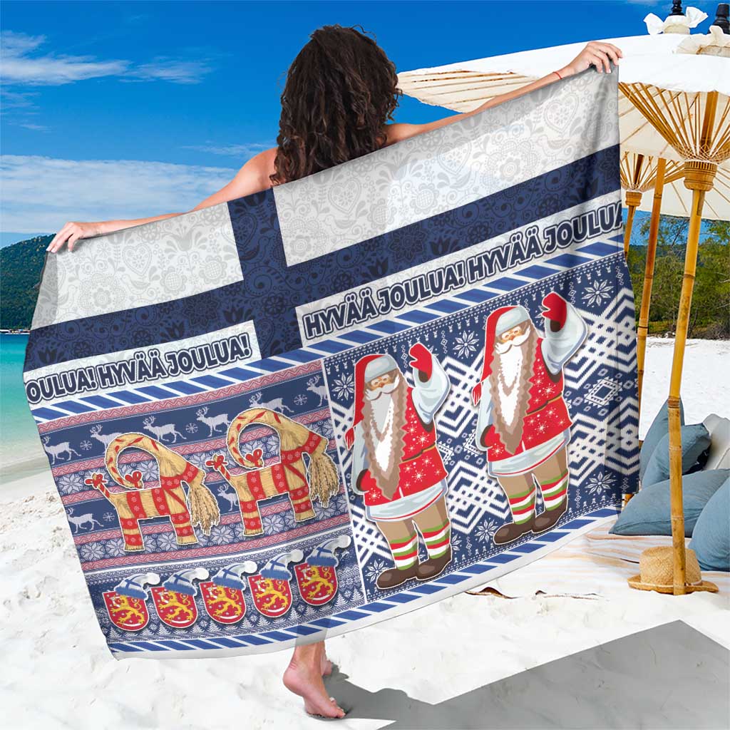 Yule Goat Joulupukki Finnish Christmas Sarong Scandinavian Pattern LT03 One Size 44 x 66 inches Blue - Polynesian Pride